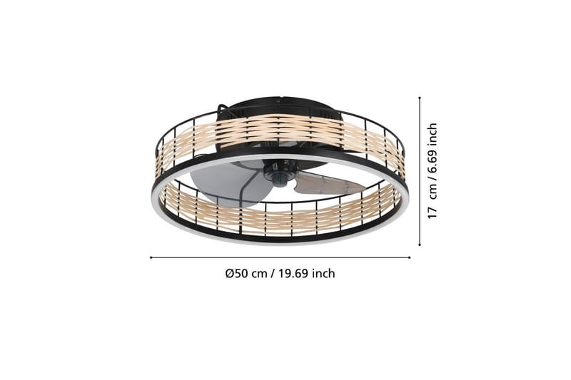 Takfläkt med Lampa Eglo Frana - Svart - Möbler - Sovrum - Sovrumslampa