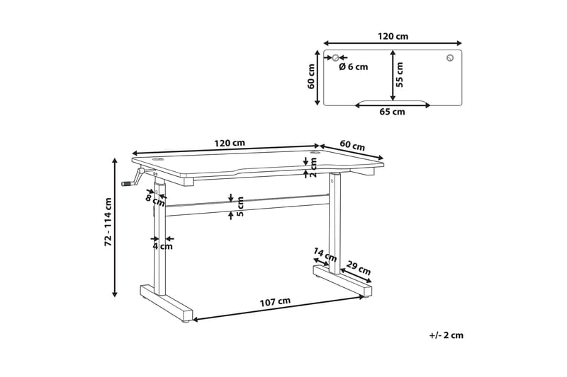 Durbine Gamingbord 120x60 cm Rektangulär - Svart - Möbler - Spelrum - Gamingbord & datorbord