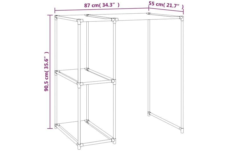 beBasic Hylla för tvättmaskin grå 87x55x90,5 cm järn - Möbler - Tillbehör & accessoarer - Badrumstillbehör - Handdukshängare