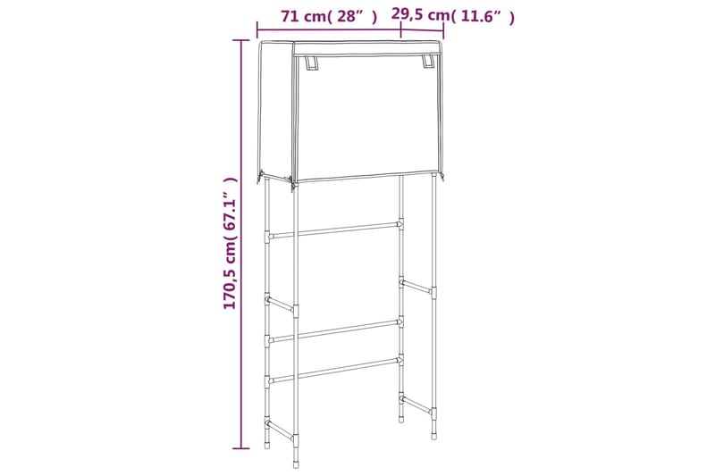 beBasic Hylla för tvättmaskin med 2 hyllplan grå 71x29,5x170,5 cm järn - Möbler - Tillbehör & accessoarer - Badrumstillbehör - Handdukshängare