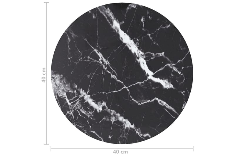 Bordsskiva svart Ã˜40x0,8 cm härdat glas med marmortextur - Svart - Möbler - Tillbehör & accessoarer - Bordstillbehör - Bordsskiva