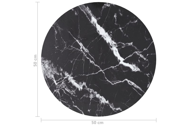 Bordsskiva svart Ã˜50x0,8 cm härdat glas med marmortextur - Svart - Bordsskiva