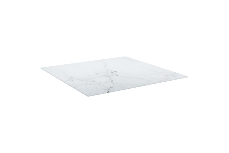 Bordsskiva vit 80x80 cm 6 mm härdat glas med marmortextur - Vit - Möbler - Tillbehör & accessoarer - Bordstillbehör - Bordsskiva