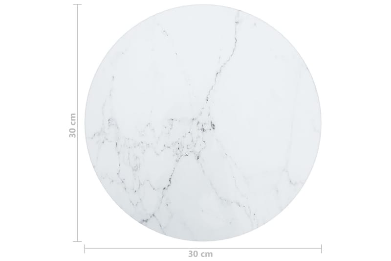 Bordsskiva vit Ã˜30x0,8 cm härdat glas med marmortextur - Vit - Bordsskiva