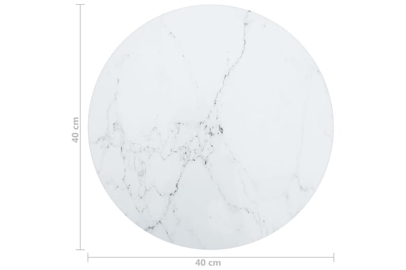 Bordsskiva vit Ã˜40x0,8 cm härdat glas med marmortextur - Vit - Bordsskiva