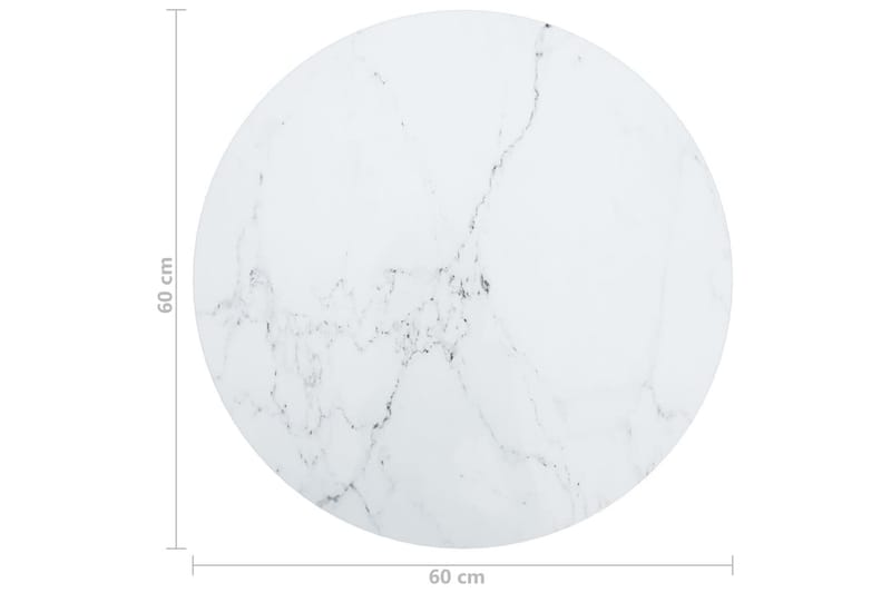 Bordsskiva vit Ã˜60x0,8 cm härdat glas med marmortextur - Vit - Möbler - Tillbehör & accessoarer - Bordstillbehör - Bordsskiva