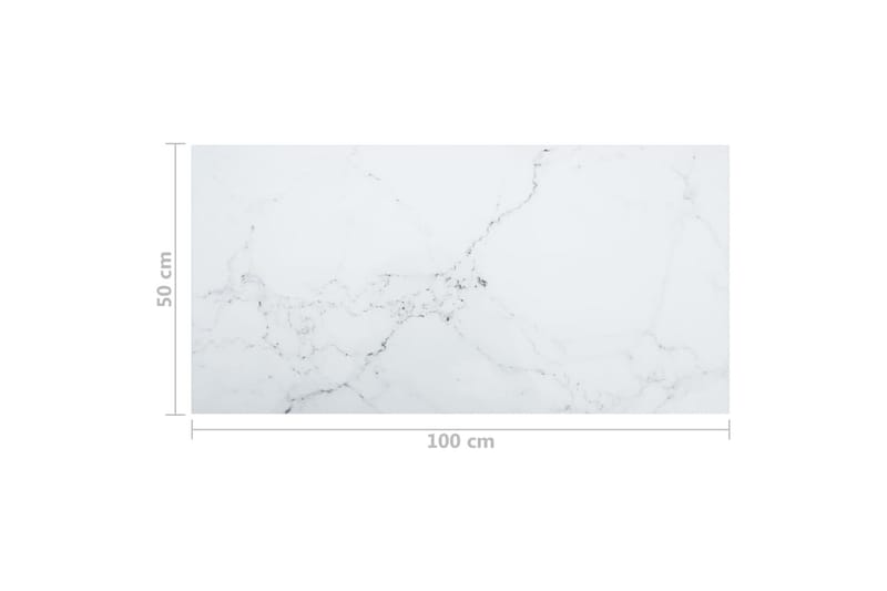 Bordsskiva vit 100x50 cm 6 mm härdat glas med marmortextur - Vit - Möbler - Tillbehör & accessoarer - Bordstillbehör - Bordsskiva