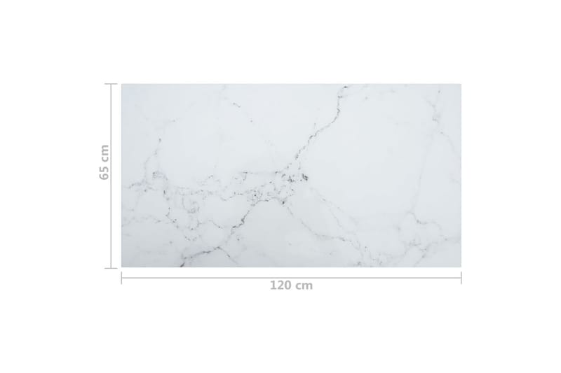 Bordsskiva vit 120x65 cm 8 mm härdat glas med marmortextur - Vit - Möbler - Tillbehör & accessoarer - Bordstillbehör - Bordsskiva