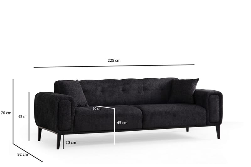 ATHENA Bäddsoffa 4-sits Svart - Möbler - Vardagsrum - Bäddsoffor - 4-sits bäddsoffa