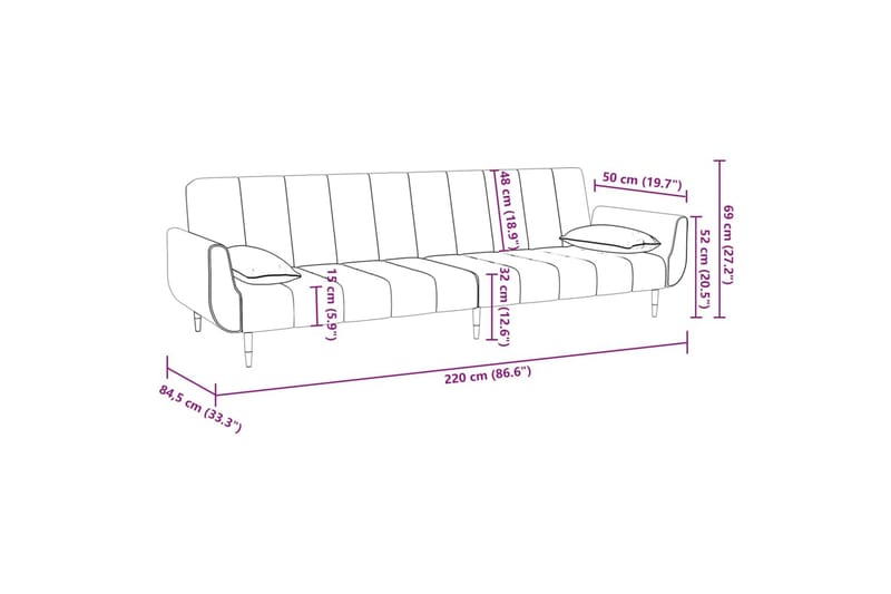 Bäddsoffa 2-sits med två kuddar mörkgrön sammet - Mörkgrön - Möbler - Vardagsrum - Bäddsoffor