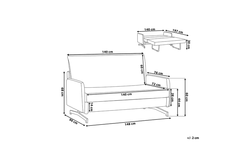 BELFAST Bäddsoffa 148 cm - Möbler - Vardagsrum - Bäddsoffor - 2-sits bäddsoffa