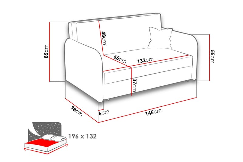 DACKE Bäddsoffa Svart/Grå - Grå - Möbler - Vardagsrum - Bäddsoffor - 2-sits bäddsoffa