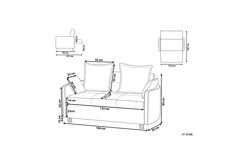 RUESCHHOFF Bäddsoffa Grå - Möbler - Vardagsrum - Bäddsoffor - 2-sits bäddsoffa