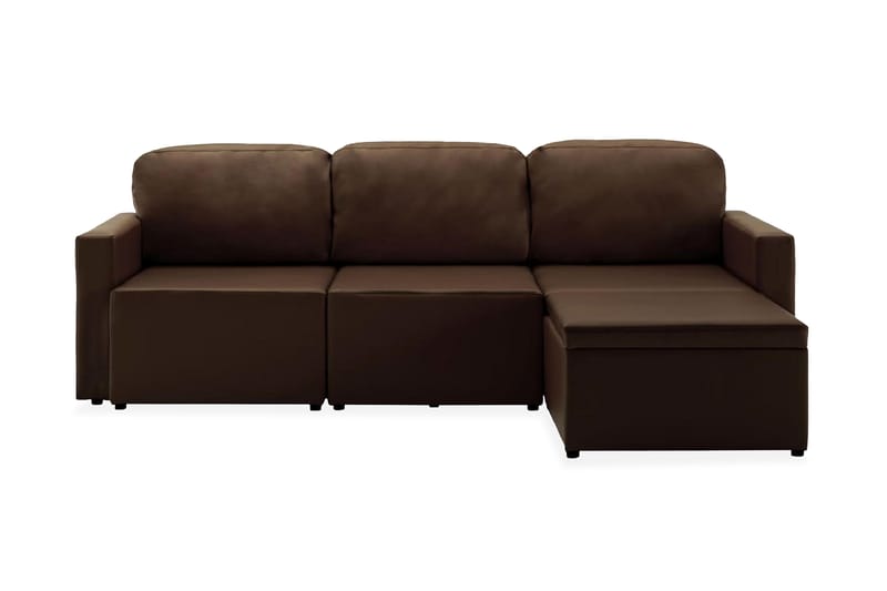 Bäddsoffa modulär 3-sits brun konstläder - Brun - Möbler - Vardagsrum - Bäddsoffor - 3-sits bäddsoffa