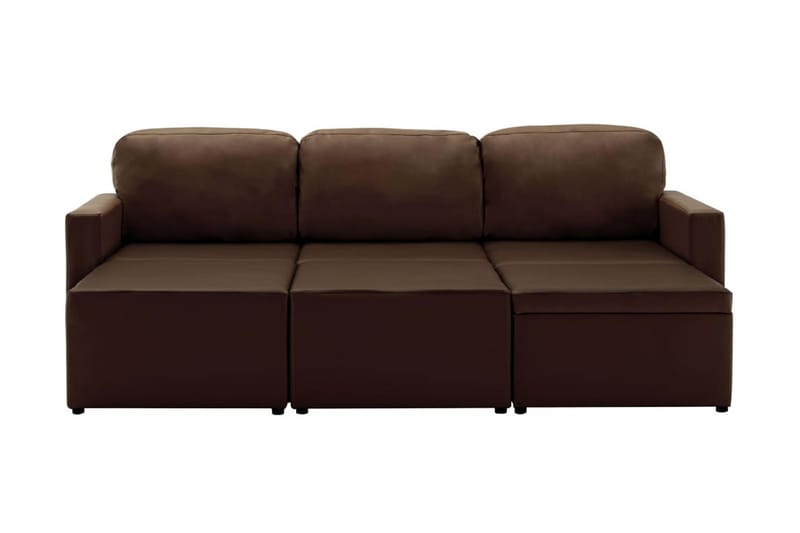 Bäddsoffa modulär 3-sits brun konstläder - Brun - Möbler - Vardagsrum - Bäddsoffor - 3-sits bäddsoffa