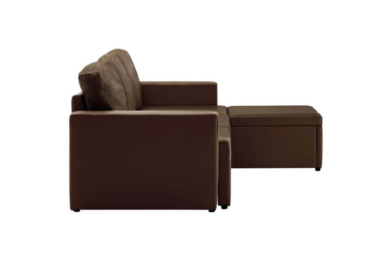 Bäddsoffa modulär 3-sits brun konstläder - Brun - Möbler - Vardagsrum - Bäddsoffor - 3-sits bäddsoffa