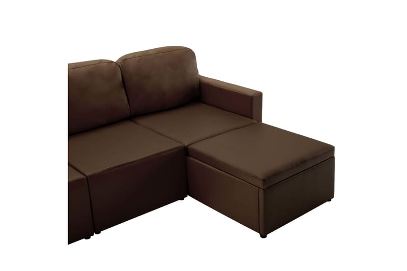 Bäddsoffa modulär 3-sits brun konstläder - Brun - Möbler - Vardagsrum - Bäddsoffor - 3-sits bäddsoffa