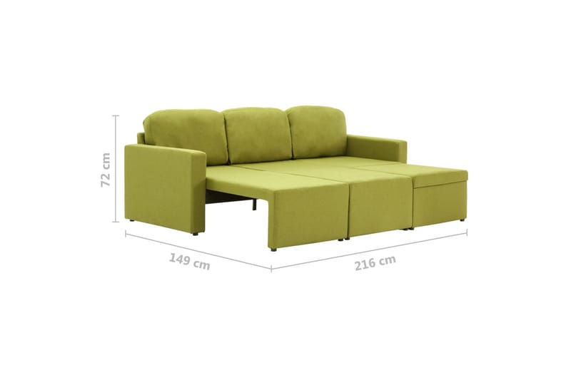 Bäddsoffa modulär 3-sits grön tyg - Grön - Möbler - Vardagsrum - Bäddsoffor - 3-sits bäddsoffa