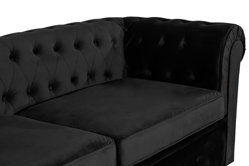 CHESTERFIELD Bäddsoffa 3-sits Sammet Svart - Bäddsoffor - 3-sits bäddsoffa