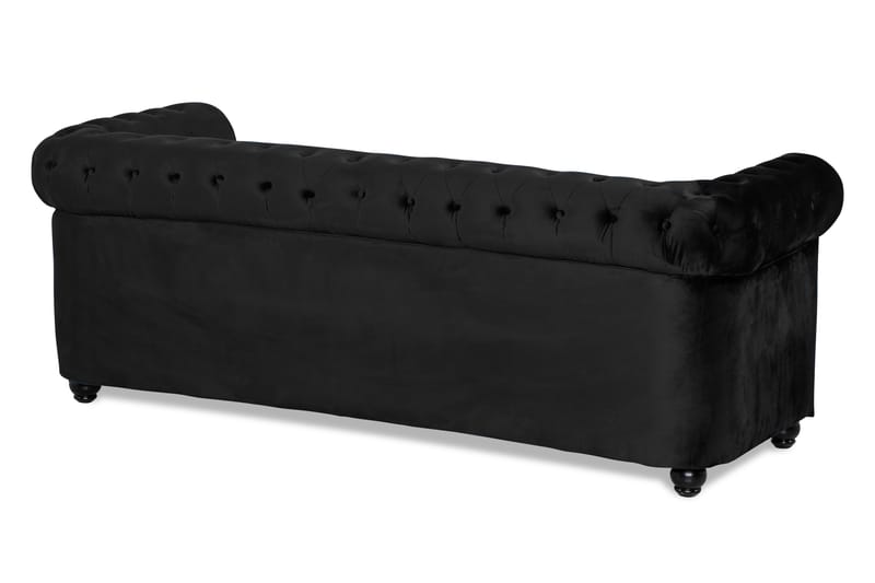 CHESTERFIELD Bäddsoffa 3-sits Sammet Svart - Bäddsoffor - 3-sits bäddsoffa