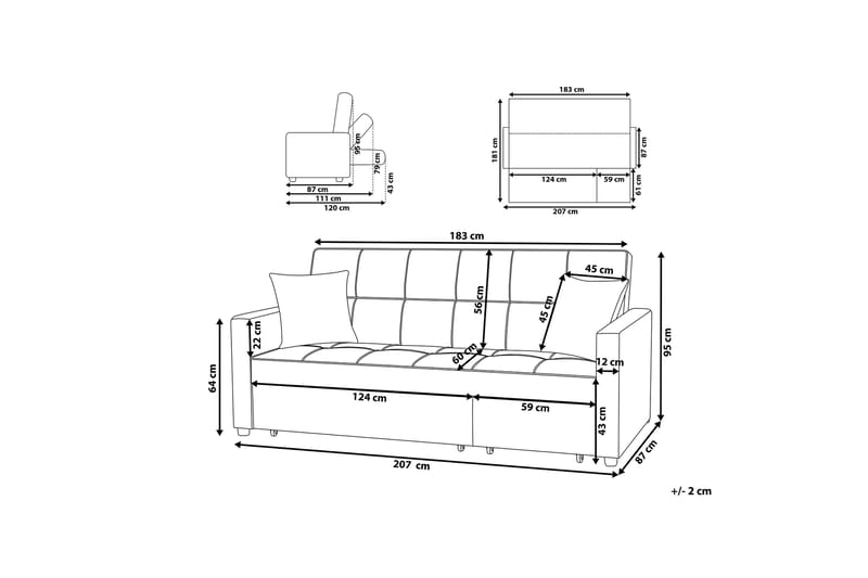 GLOMMA Bäddsoffa 207 cm - Möbler - Vardagsrum - Bäddsoffor - 3-sits bäddsoffa