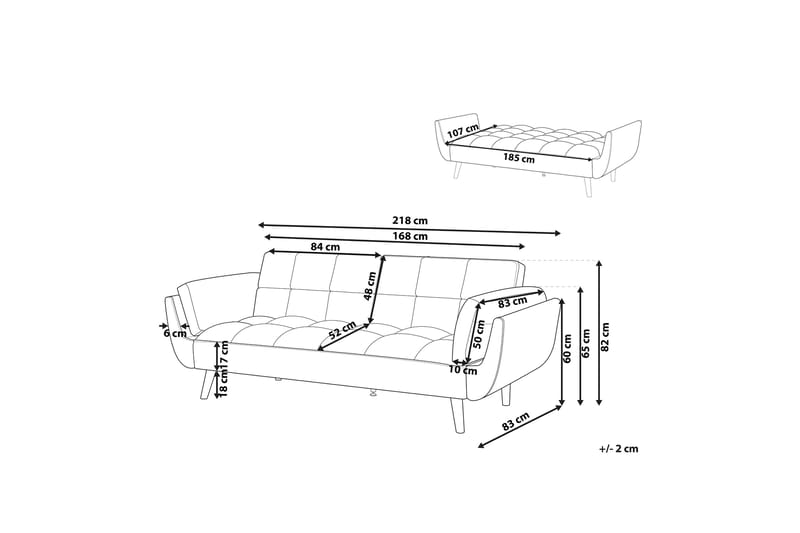 HEDNER 3-sits Bäddsoffa Sammet/Grå - Möbler - Vardagsrum - Bäddsoffor - 3-sits bäddsoffa