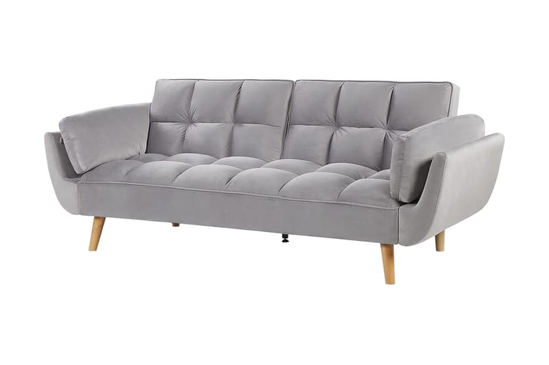 HEDNER 3-sits Bäddsoffa Sammet/Grå - Möbler - Vardagsrum - Bäddsoffor - 3-sits bäddsoffa