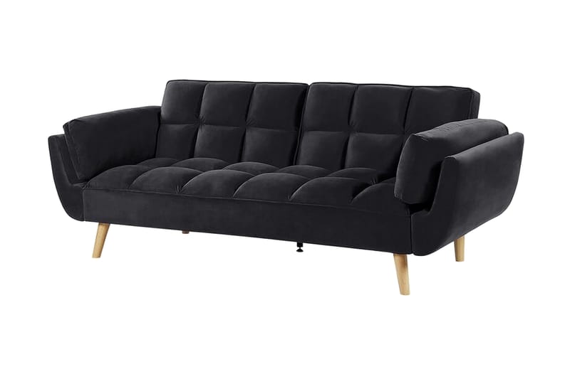 HEDNER 3-sits Bäddsoffa Sammet/Svart - Möbler - Vardagsrum - Bäddsoffor - 3-sits bäddsoffa