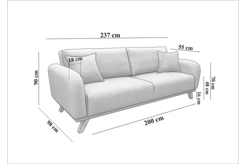 Malkiat Bäddsoffa Antracit - Bäddsoffor - 3-sits bäddsoffa