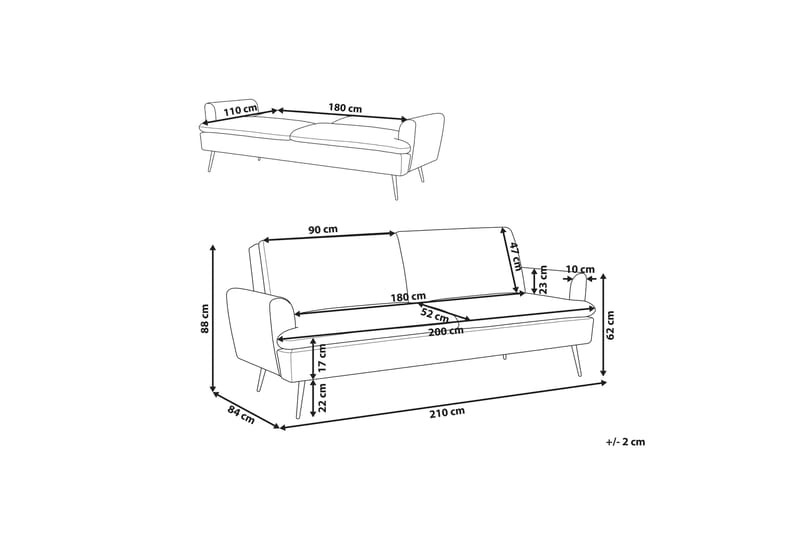 SAKSERUD 3-sits Bäddsoffa Sammet/Gul - Bäddsoffor - 3-sits bäddsoffa