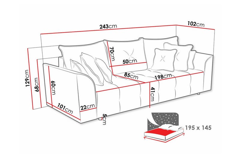 Abbeyfield 3-sits Bäddsoffa Beige - Möbler - Vardagsrum - Bäddsoffor