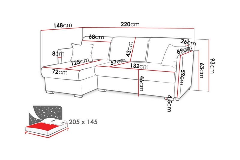 Abbeyfield 3-sits Hörnbäddsoffa Mörkblå - Möbler - Vardagsrum - Bäddsoffor - Hörnbäddsoffa