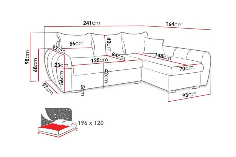 Abbeyfield 3-sits Hörnbäddsoffa Svart/Vit - Möbler - Vardagsrum - Bäddsoffor - Hörnbäddsoffa