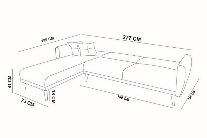 AUCHENCAIRN Bäddsoffa med Divan Höger Grå - Möbler - Vardagsrum - Bäddsoffor