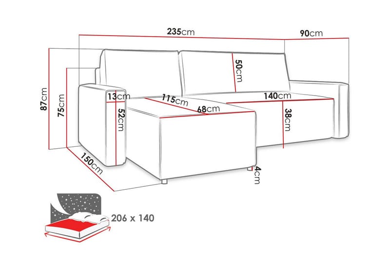 Bandon 3-sits Hörnbäddsoffa Grön - Möbler - Vardagsrum - Bäddsoffor - Hörnbäddsoffa