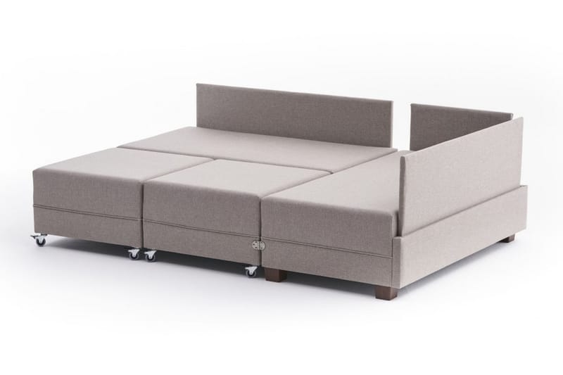 BARUDA Bäddsoffa m. Divan 4-sits 140x190 Cream - Möbler - Vardagsrum - Bäddsoffor