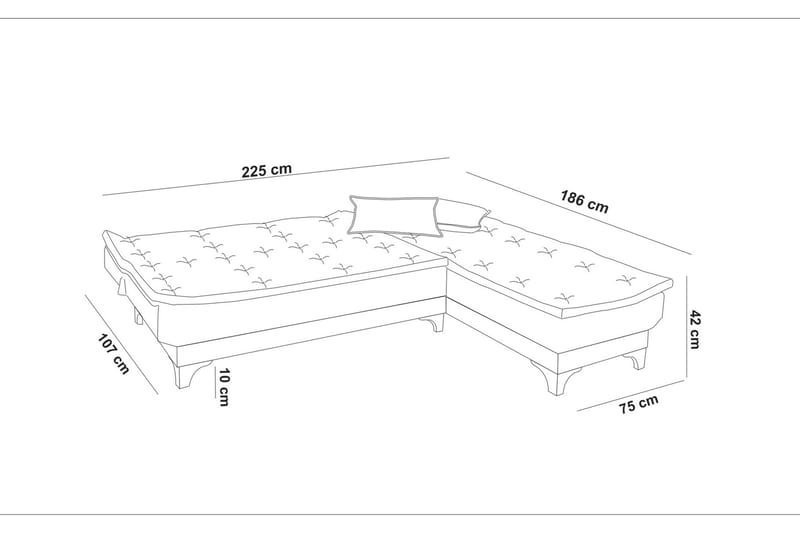 Bunnythorpe Bäddsoffa m. Divan 4-sits Antracit - Möbler - Vardagsrum - Bäddsoffor