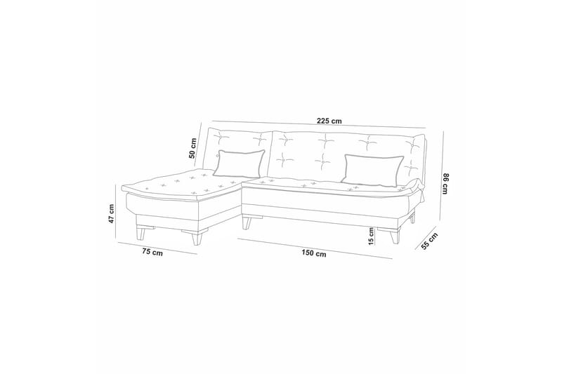 Bunnythorpe Bäddsoffa m. Divan 4-sits Antracit - Möbler - Vardagsrum - Bäddsoffor