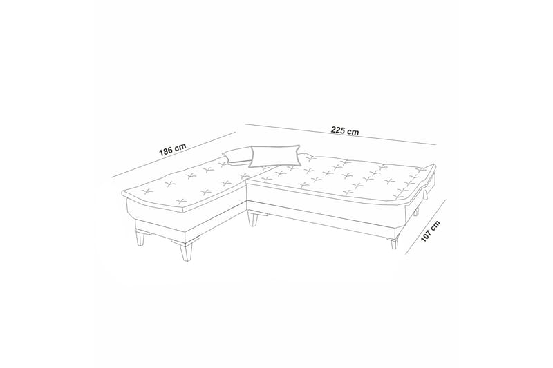 Bunnythorpe Bäddsoffa m. Divan 4-sits Antracit - Möbler - Vardagsrum - Bäddsoffor