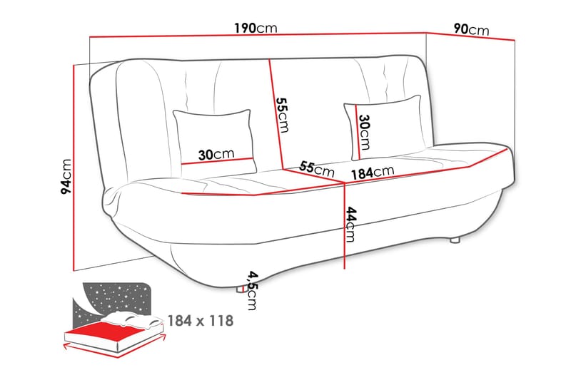 Burralla Bäddsoffa 2-sits - Grå - Möbler - Vardagsrum - Bäddsoffor