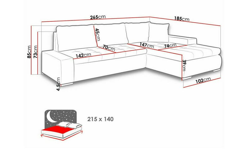 Cerys 3-sits Hörnbäddsoffa Beige - Möbler - Vardagsrum - Bäddsoffor - Hörnbäddsoffa