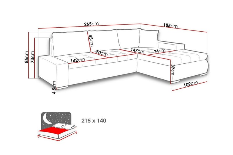 Cerys 3-sits Hörnbäddsoffa Ljusgrå/Mörkgrå - Möbler - Vardagsrum - Bäddsoffor - Hörnbäddsoffa