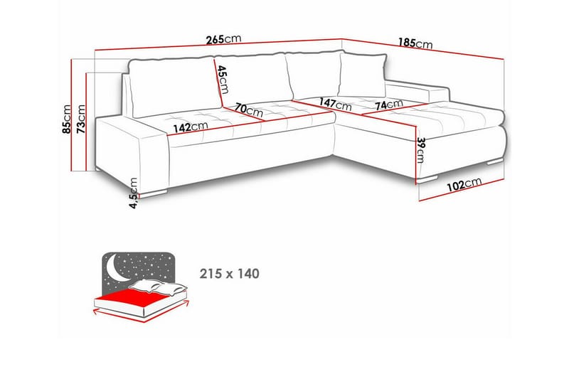 Cerys 3-sits Hörnbäddsoffa Mörkbrun - Möbler - Vardagsrum - Bäddsoffor - Hörnbäddsoffa