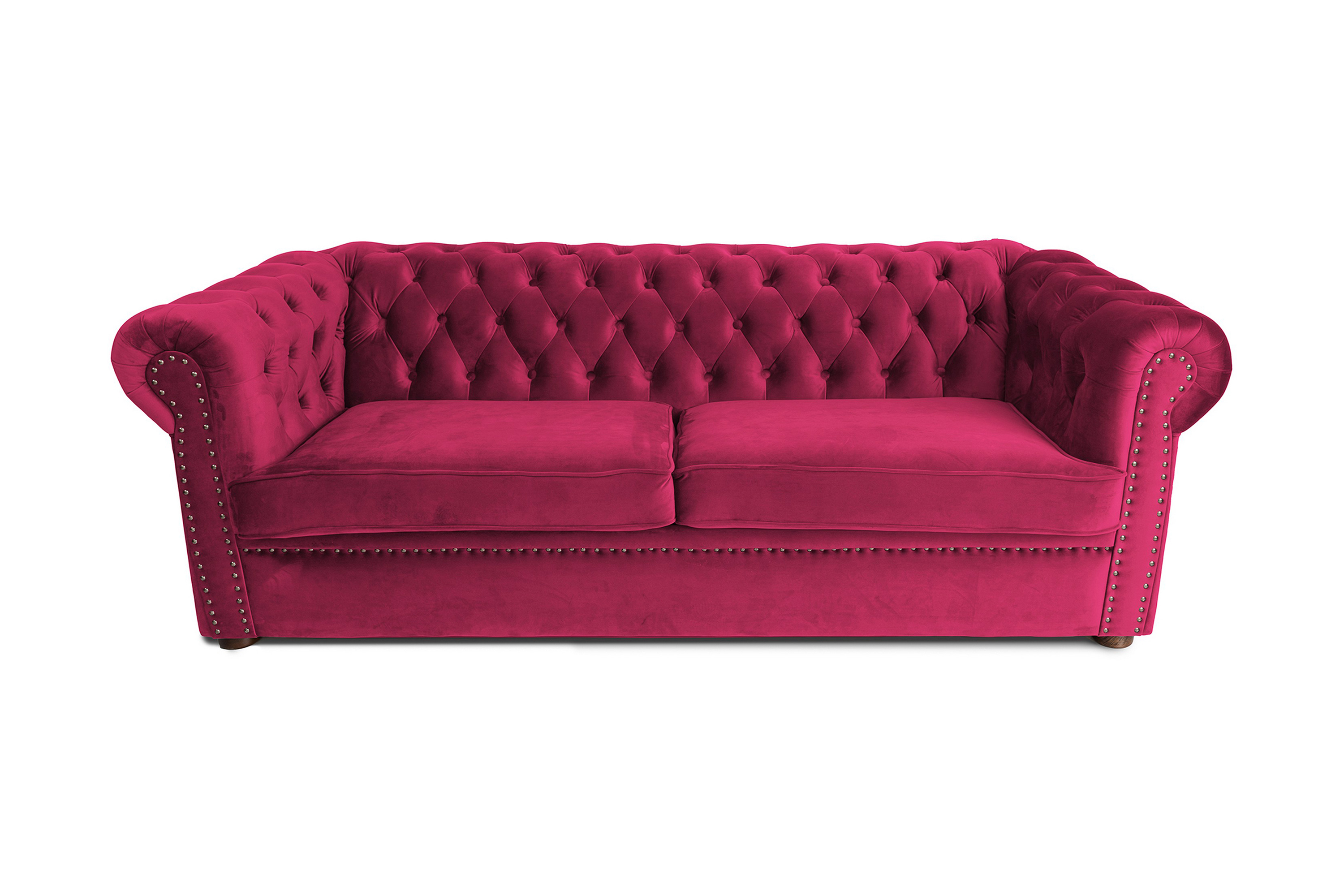 CHESTERFIELD DELUXE bäddsoffa 3-sits Mörkrosa - Bäddsoffor