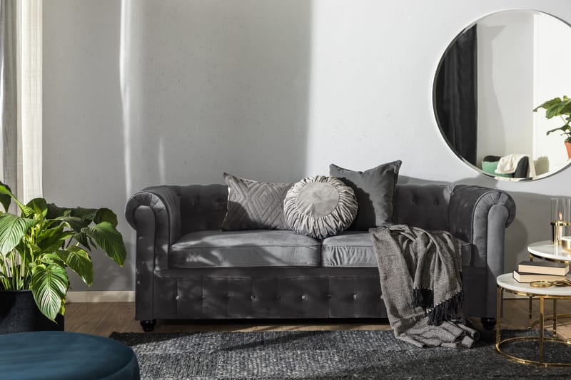 CHESTERFIELD DELUXE bäddsoffa Mörkgrå Sammet - Möbler - Vardagsrum - Bäddsoffor