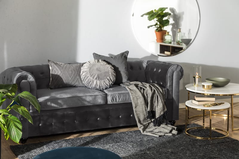 CHESTERFIELD DELUXE bäddsoffa Mörkgrå Sammet - Möbler - Vardagsrum - Bäddsoffor