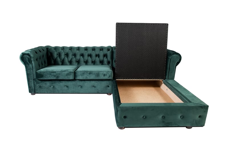 Chesterfield Kristine Bäddsoffa m. Divan Mörkgrön - Möbler - Vardagsrum - Bäddsoffor