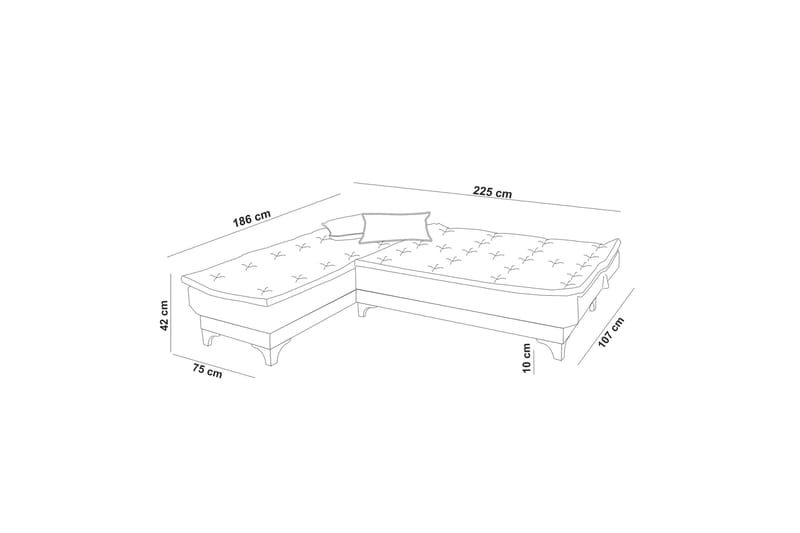 Clydevale Bäddsoffa m. Divan 4-sits Antracit - Möbler - Vardagsrum - Bäddsoffor