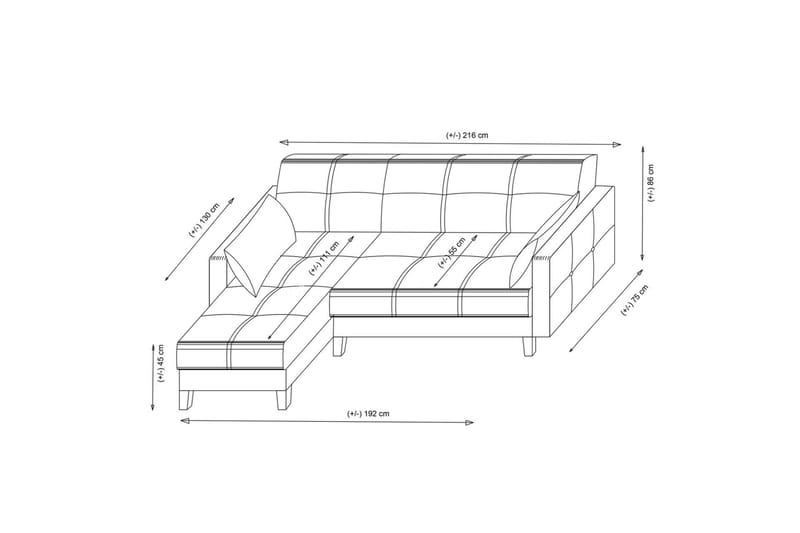 Darcia Bäddsoffa m. Divan 3-sits Ljusgrå - Möbler - Vardagsrum - Bäddsoffor