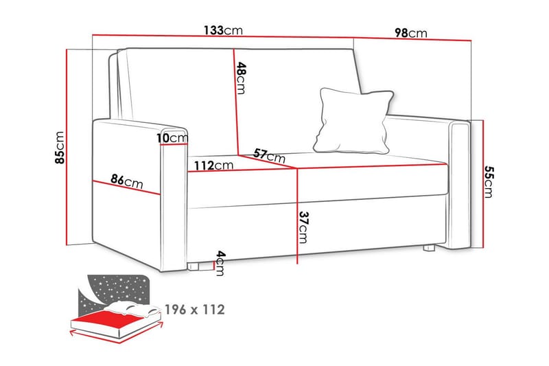 Denegal 2-sits Bäddsoffa Ljusgrå - Möbler - Vardagsrum - Bäddsoffor